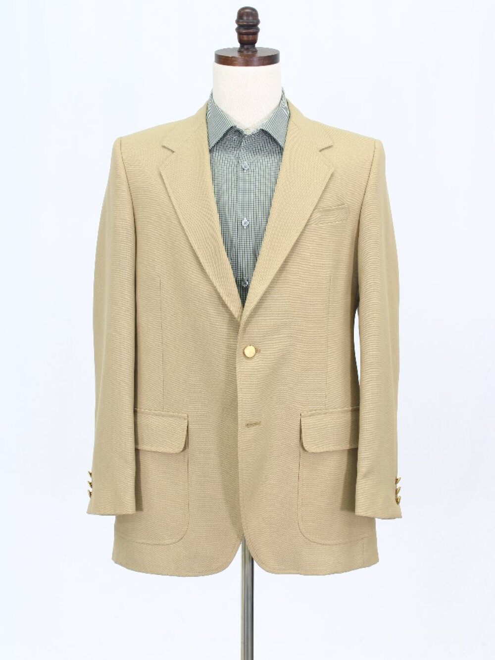 Vintage 1970s 42L Beige Blazer Sport Coat Jacket 2-Button Solid W655